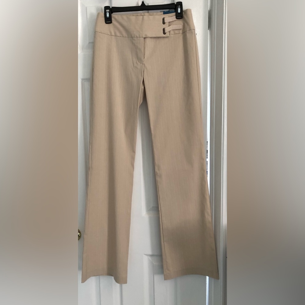 Ricki’s Dress Pants Beige with Subtle Pinstripe Long Length Women's Size 4